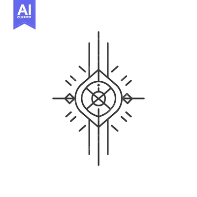 Aset premium populer: Abstract Geometric Symbol with Central Eye-like Shape and Radiating Li