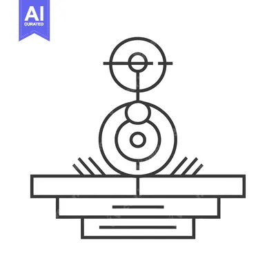 Aset desain premium: Abstract Geometric Symbol with Circular and Rectangular Elements