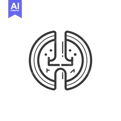Aset desain premium: Abstract geometric symbol with concentric circles and lines