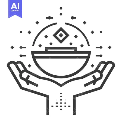 Popular premium asset: Abstract geometric symbol with hands cupping a sphere and a diamond.