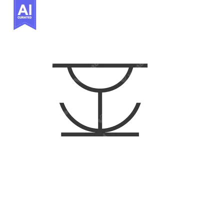 Aset desain premium: Abstract geometric symbol with three curved lines and a vertical line
