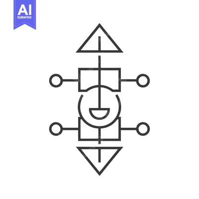 Aset desain premium: Abstract geometric symbol with triangles, circles, and squares