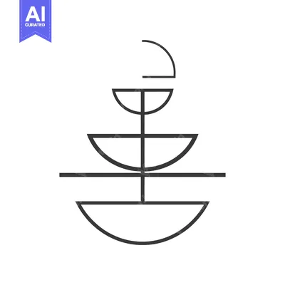 Aset desain premium: Abstract Geometric Tree with Curved Branches and a Single Arc at the T