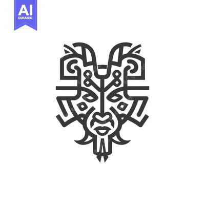 Aset desain premium: Abstract Geometric Tribal Mask Design