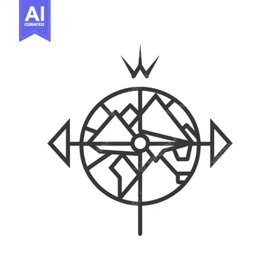 Premium design asset: Abstract Globe with Arrows and Starburst Design