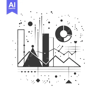 Aset desain premium: Abstract Graphic with Geometric Shapes and Scattered Dots