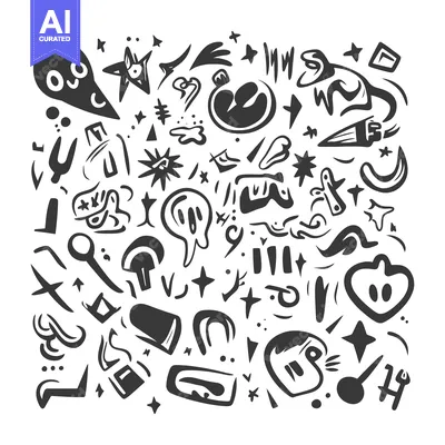 Aset premium populer: Abstract Hand-Drawn Black and White Doodle Pattern