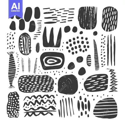 Premium design asset: Abstract Hand-Drawn Black and White Geometric Shapes and Patterns