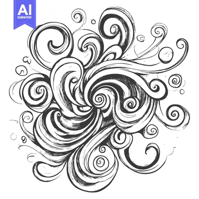 Popular premium asset: Abstract Hand-Drawn Black and White Swirling Design