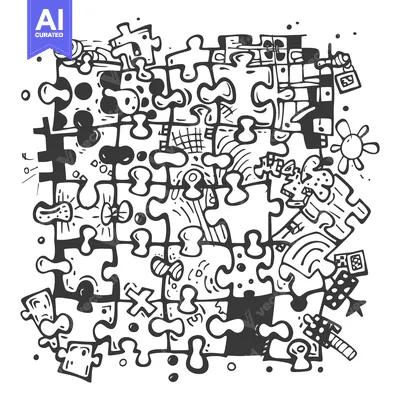 Aset premium populer: Abstract Hand-Drawn Puzzle with Doodle Elements