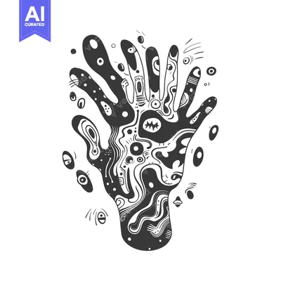 Aset desain premium: Abstract Hand with Intricate Swirls and Shapes