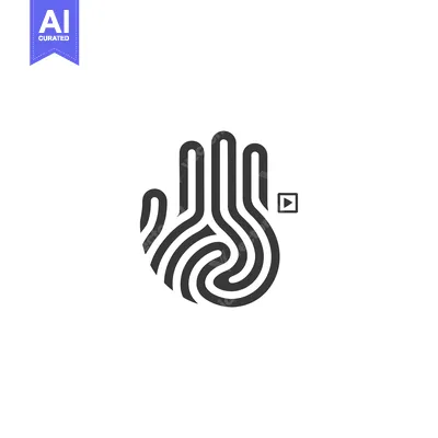 Abstract Hand with Play Button Fingerprint Design