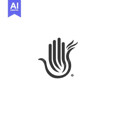 Abstract Hand with Swirling Lines, Monochromatic Logo Design