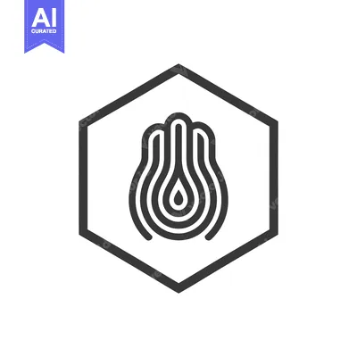 Abstract Hexagon Design with Concentric Lines and a Drop