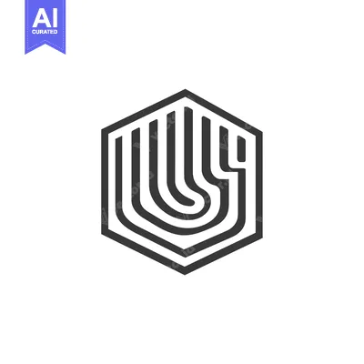 Abstract Hexagon Logo with Curved Lines