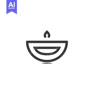 Abstract Icon of a Bowl with a Flame Above It