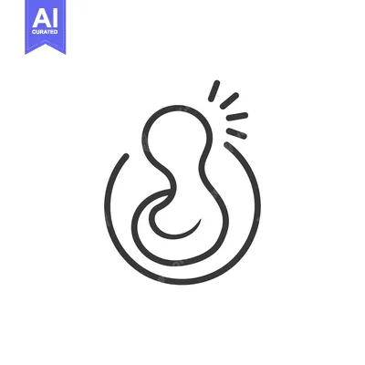 Aset desain premium: Abstract Icon with a Curved Shape and a Sunburst