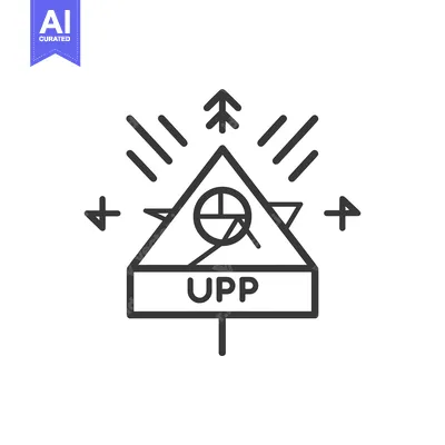 Aset desain premium: Abstract Icon with a Triangle, Tree, Rays, and the Word "UPP"