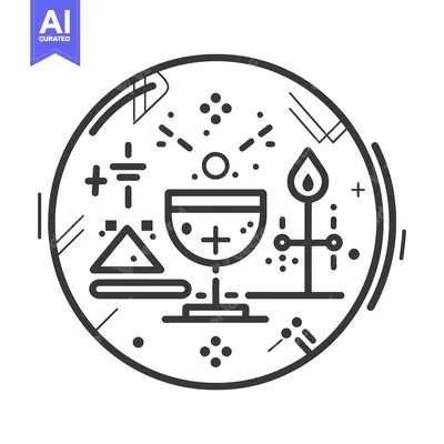 Popular premium asset: Abstract Icon with Chalice, Flame, and Geometric Shapes