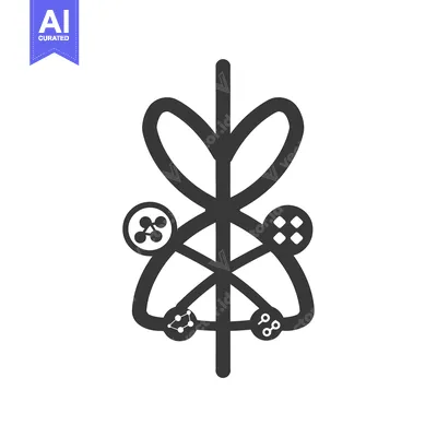Aset desain premium: Abstract Icon with Interconnected Shapes and Symbols
