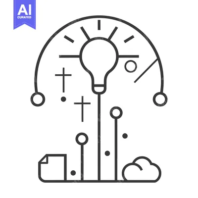 Premium design asset: Abstract Illustration Depicting a Lightbulb with Surrounding Geometric