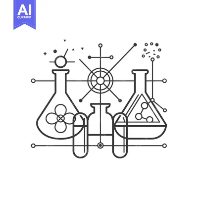 Abstract Illustration of Beaker and Flask Chemistry Experiment