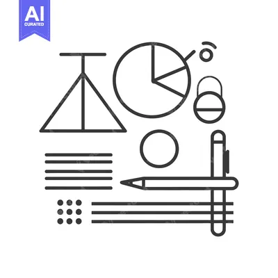 Abstract Illustration of Geometric Shapes and Office Supplies