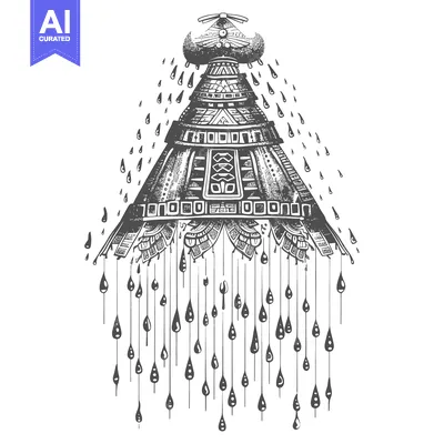 Premium design asset: Abstract Ink Drip Art with Geometric Design