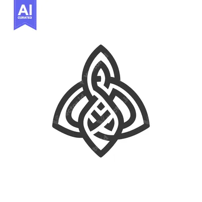 Aset desain premium: Abstract Intertwined Geometric Pattern in Black and White