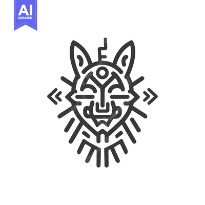 Premium design asset: Abstract Line Art Depicting a Stylized Animal Face