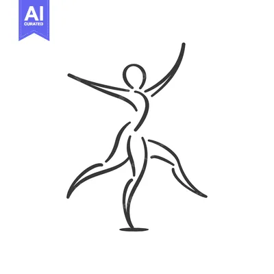 Premium design asset: Abstract Line Art Depiction of a Dancing Figure