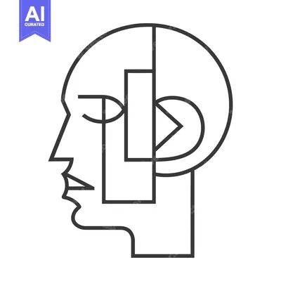Aset premium populer: Abstract Line Art Depiction of a Human Head with Geometric Shapes