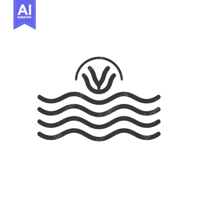 Abstract Line Art Depiction of a Sunset Over the Ocean