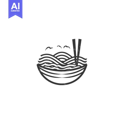 Popular premium asset: Abstract Line Art Design of a Bowl of Ramen Noodles with Chopsticks