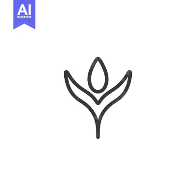 Abstract Line Art Design of a Flower with a Droplet