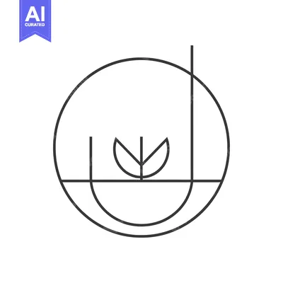 Abstract Line Art Design of a Plant in a Pot