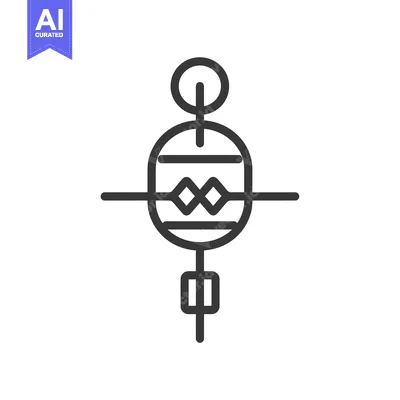 Aset premium populer: Abstract Line Art Design with Circle and Fork