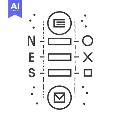 Premium design asset: Abstract Line Art Diagram with Geometric Shapes, Letter Icons, and Das