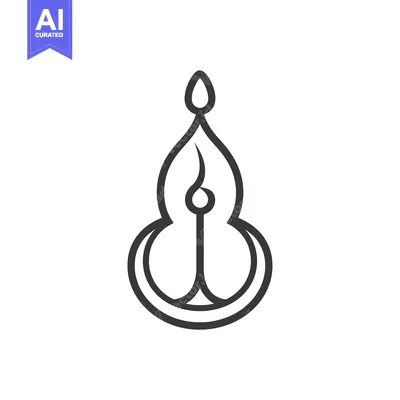 Abstract Line Art Drawing of a Burning Candle