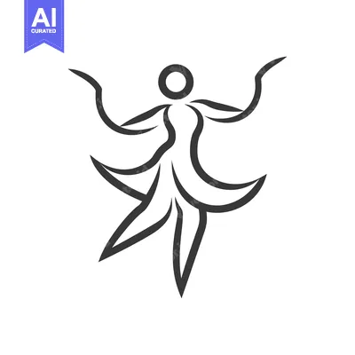 Aset desain premium: Abstract Line Art Drawing of a Human Figure with Spread Arms