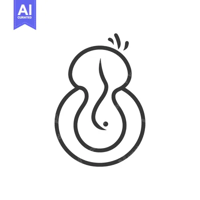 Aset desain premium: Abstract Line Art Drawing of a Rounded Shape