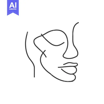 Abstract Line Art Drawing of a Woman's Face