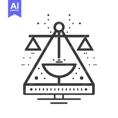 Aset premium populer: Abstract line art illustration of a balance scale with a bowl and a tr