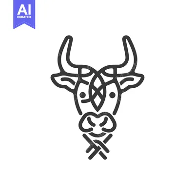 Premium design asset: Abstract Line Art Illustration of a Bull's Head
