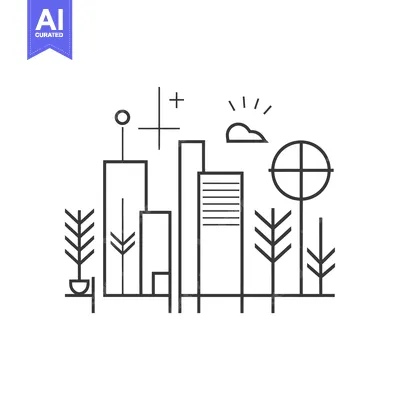 Abstract Line Art Illustration of a Cityscape