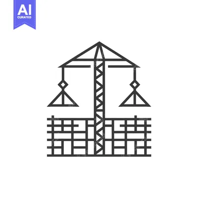 Abstract Line Art Illustration of a Construction Crane with a Lattice
