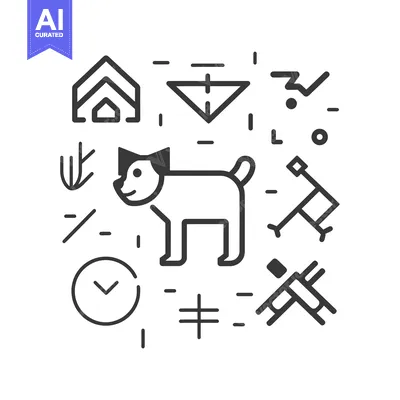 Aset premium populer: Abstract Line Art Illustration of a Dog with Geometric Shapes