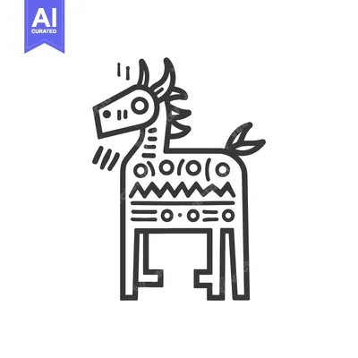 Aset desain premium: Abstract Line Art Illustration of a Horse with Geometric Patterns