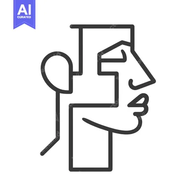 Aset premium populer: Abstract Line Art Illustration of a Human Face