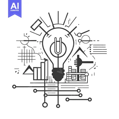 Popular premium asset: Abstract Line Art Illustration of a Lightbulb with Geometric Shapes